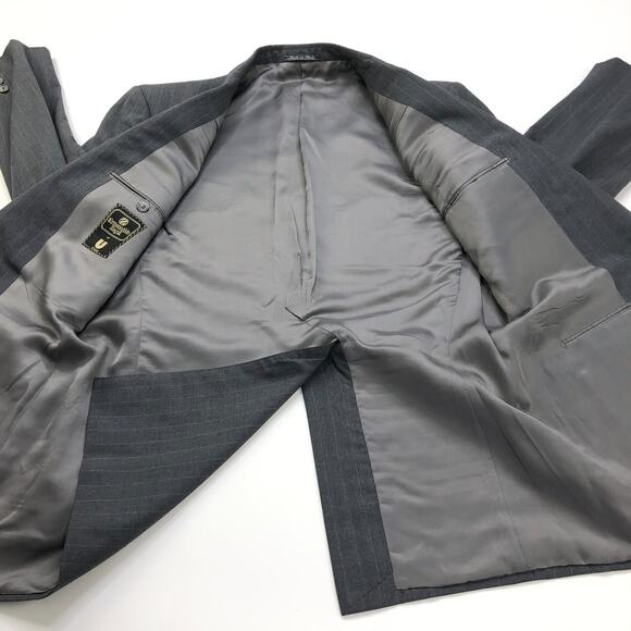 Ermenegildo Zegna Pinstriped 39 Custom Blazer Sport Coat Jacket Gray - Picture 12 of 15